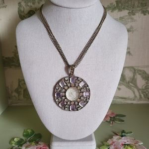 Rosegold toned Pink Medallion Necklace
